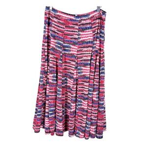 PREMISE Midi Skirt Pink Blue Black Pattern Elastic Waist Flowy Womens XL Prairie